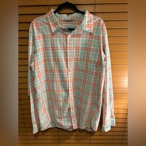🔥 Columbia Men's Blue/Pink Plaid Casual Button Down Shirt Size Large